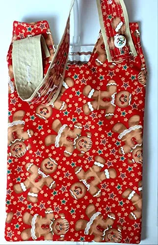 100% Cotton Catheter Night Bag Holder with Handle. Cover for a Catheter Night Bag. Christmas Pattern.