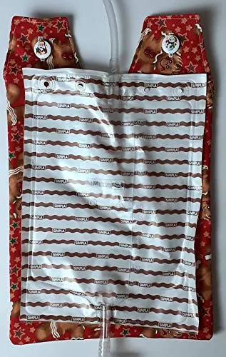 100% Cotton Catheter Night Bag Holder with Handle. Cover for a Catheter Night Bag. Christmas Pattern.
