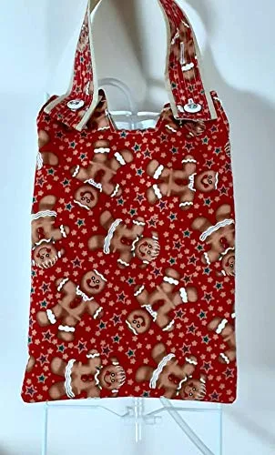 100% Cotton Catheter Night Bag Holder with Handle. Cover for a Catheter Night Bag. Christmas Pattern.