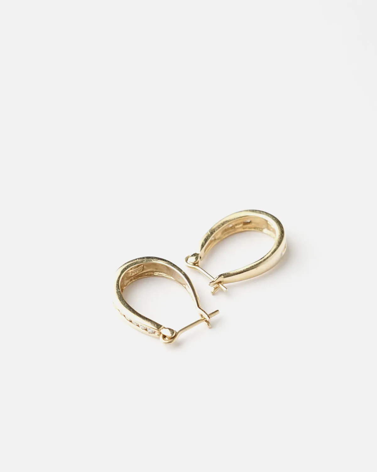 14k Gold Hoop Earrings w/ Diamonds