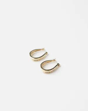 14k Gold Hoop Earrings w/ Diamonds