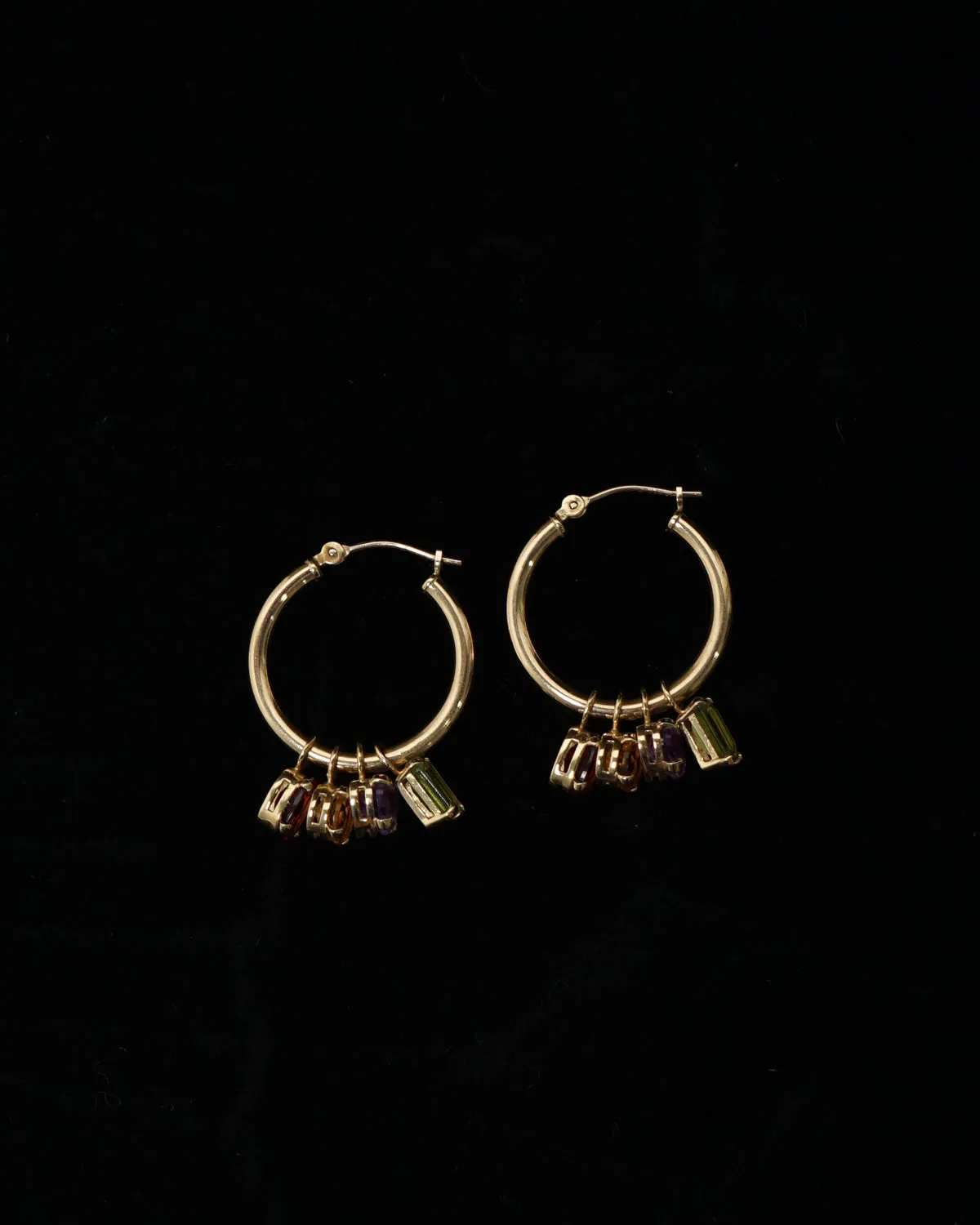 14k Gold Hoop Earrings w/ Multi Stones