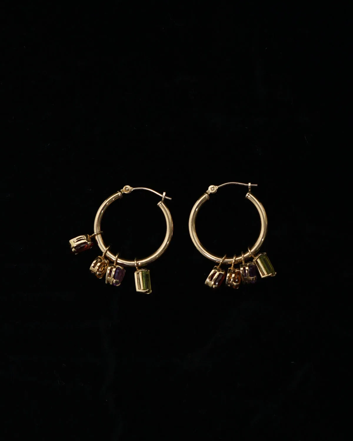 14k Gold Hoop Earrings w/ Multi Stones
