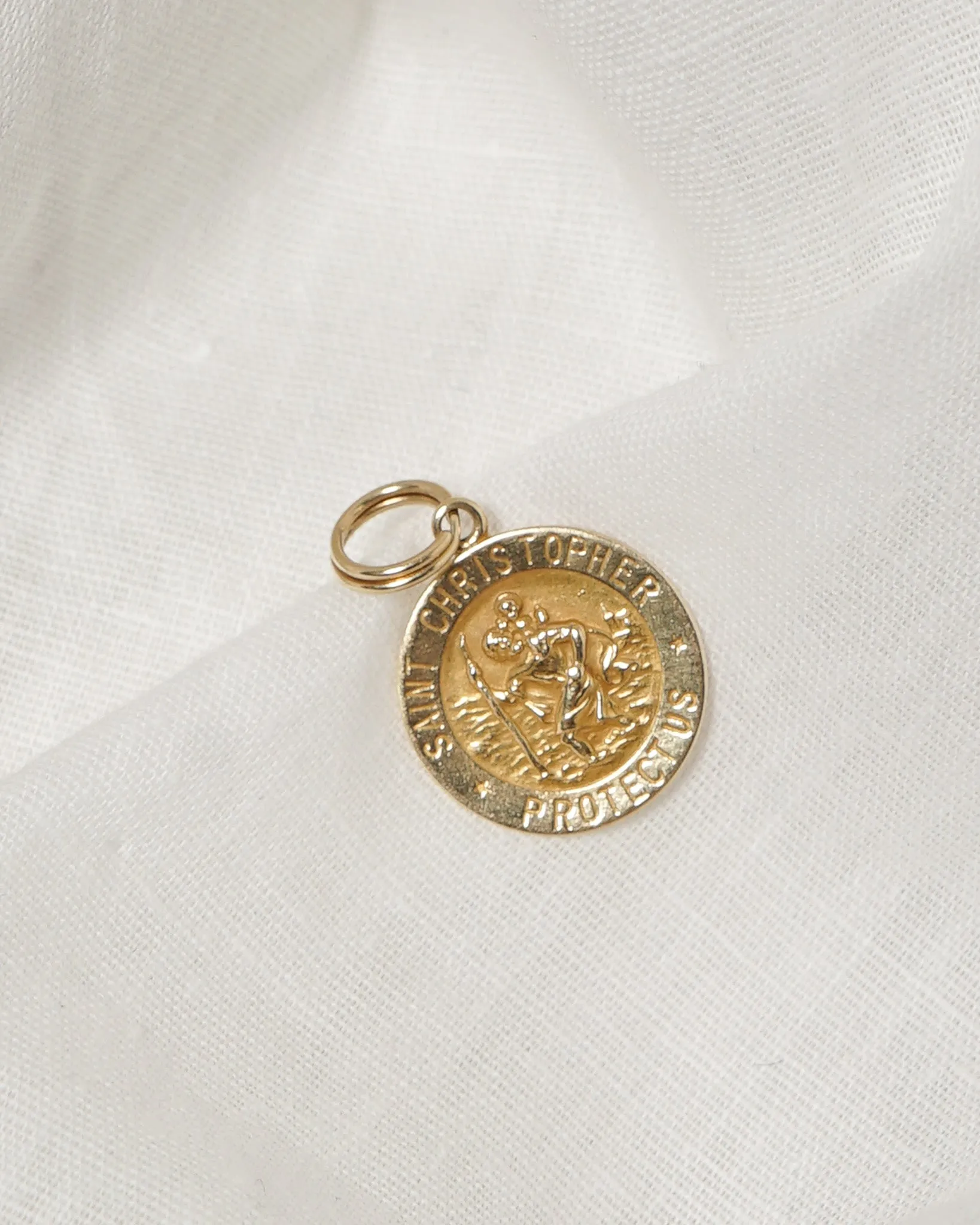 14K Gold St. Christopher Coin Charm