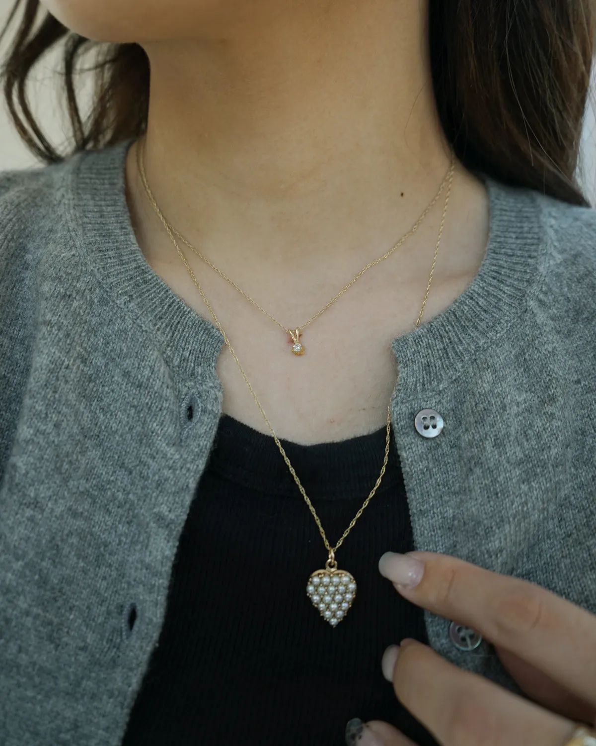 14k Gold x Pearl Heart Charm