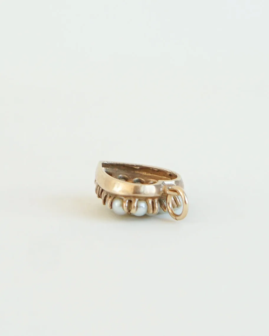 14k Gold x Pearl Heart Charm