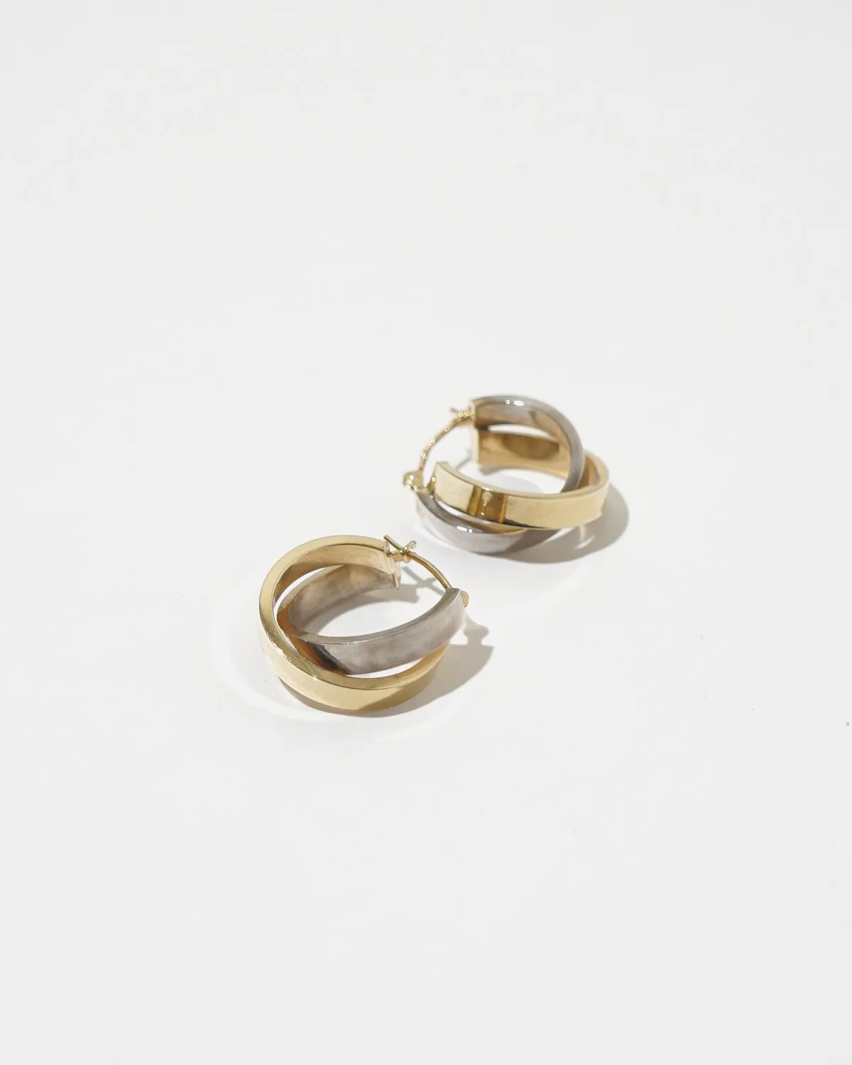 14k Yellow & White Gold Hoop Earrings