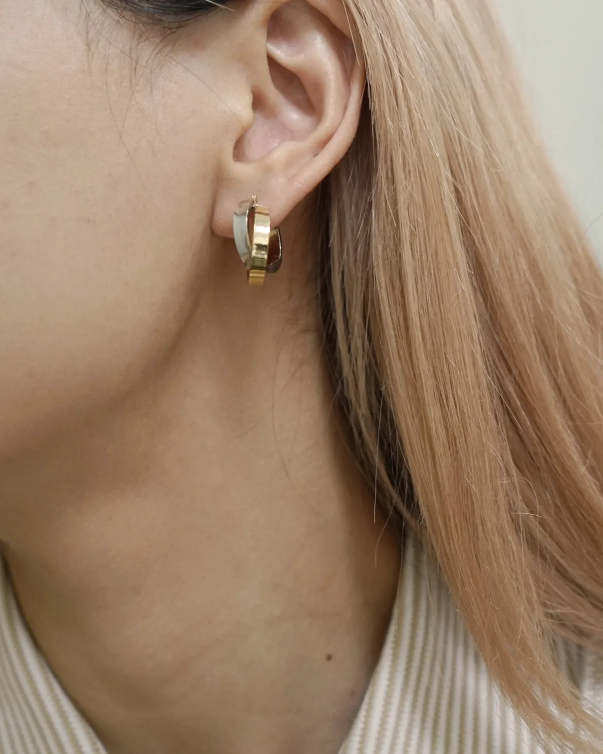 14k Yellow & White Gold Hoop Earrings