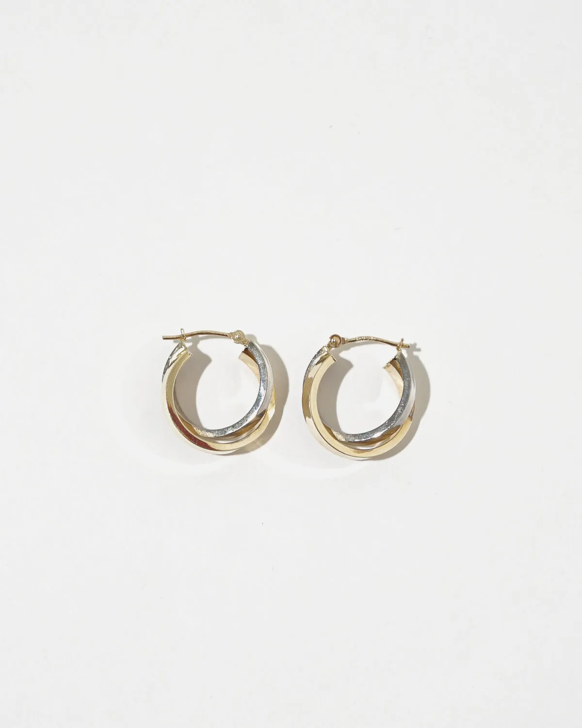 14k Yellow & White Gold Hoop Earrings