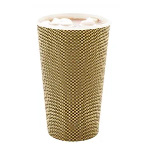 16 oz Mocha Pin Check Paper Coffee Cup - Spiral Wall - 3 1/2" x 3 1/2" x 5 1/2" - 25 count box