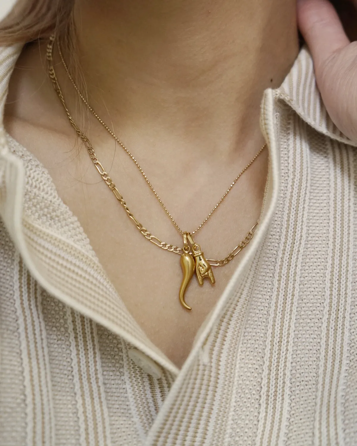 18K Gold Hand Sign Charm