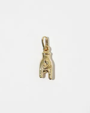 18K Gold Hand Sign Charm