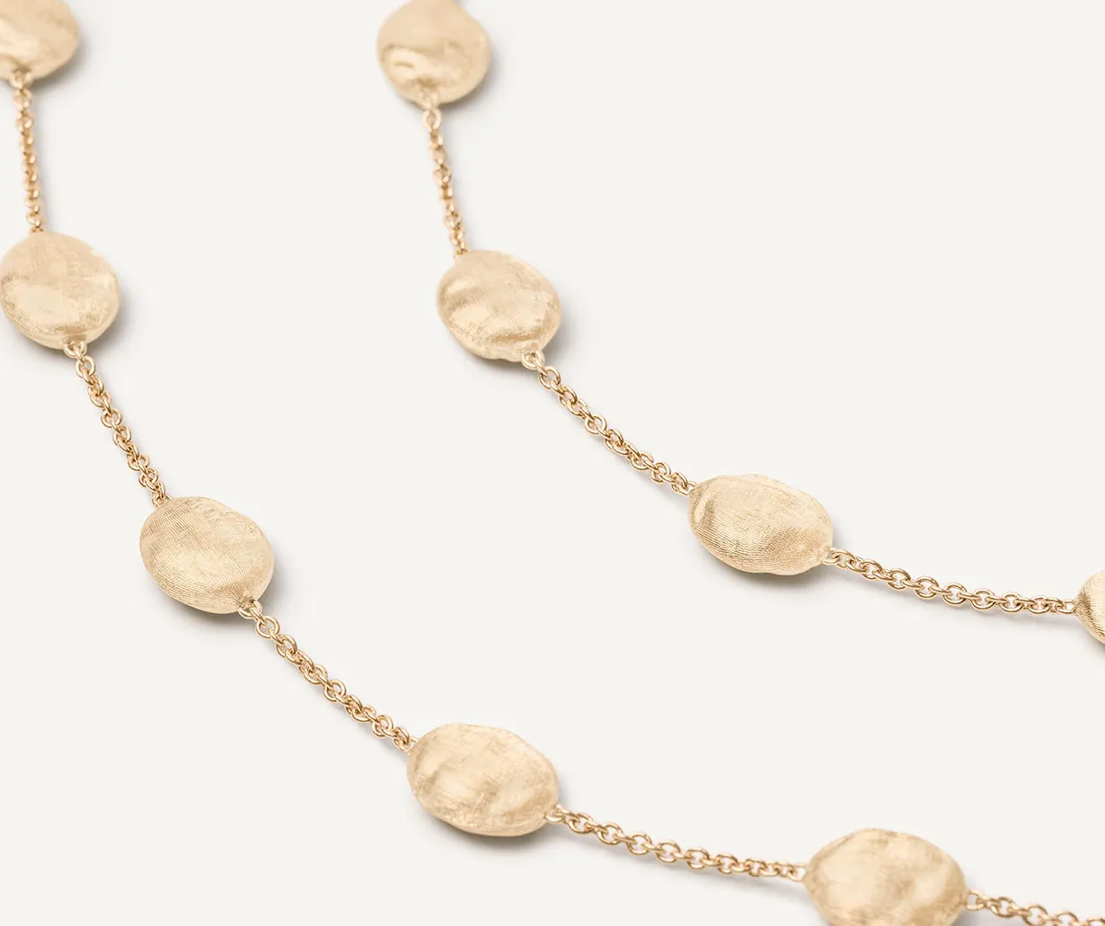 18K Yellow Gold Large Bean Long Necklace