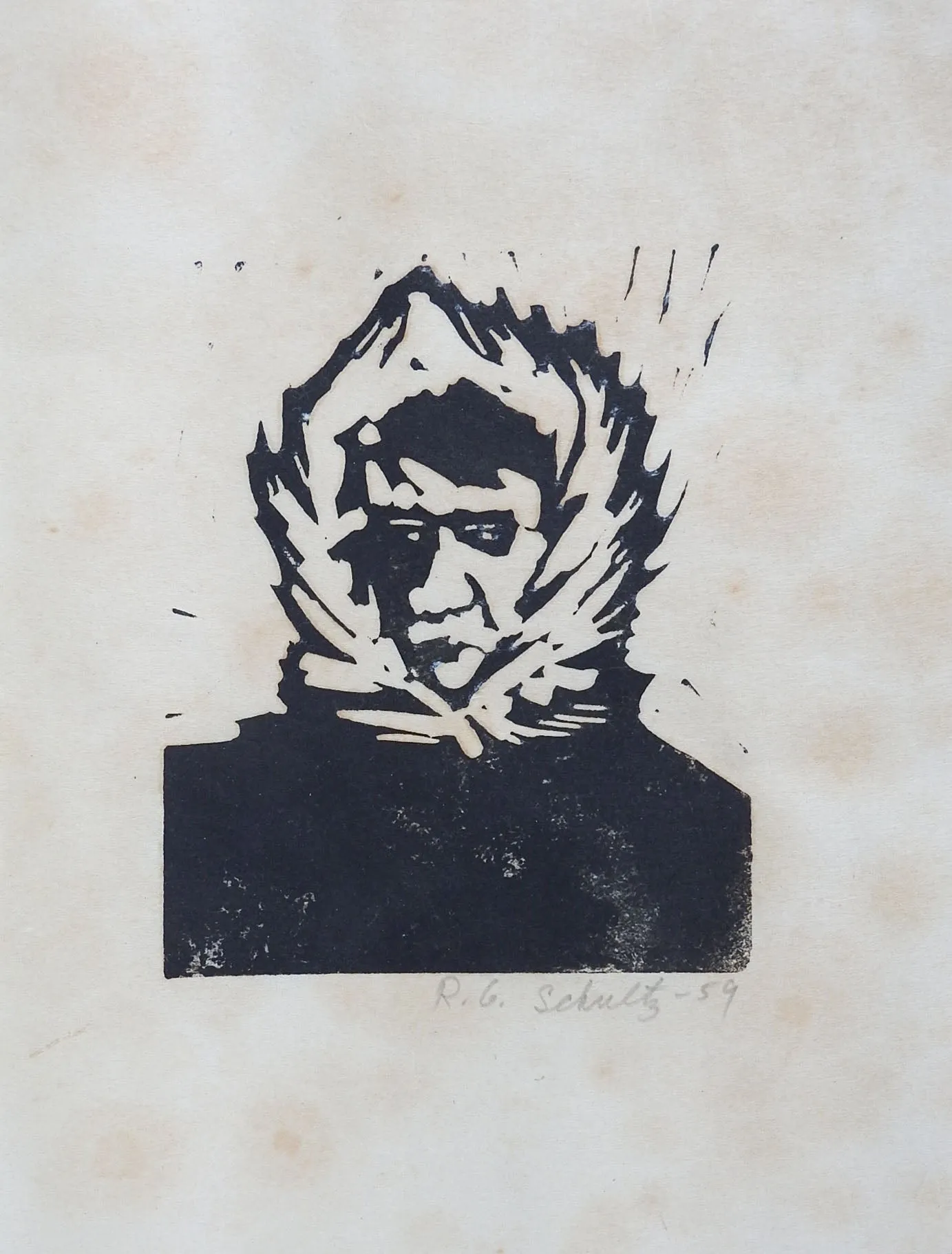1959 Woodcut Portrait Early Arctic Explorer