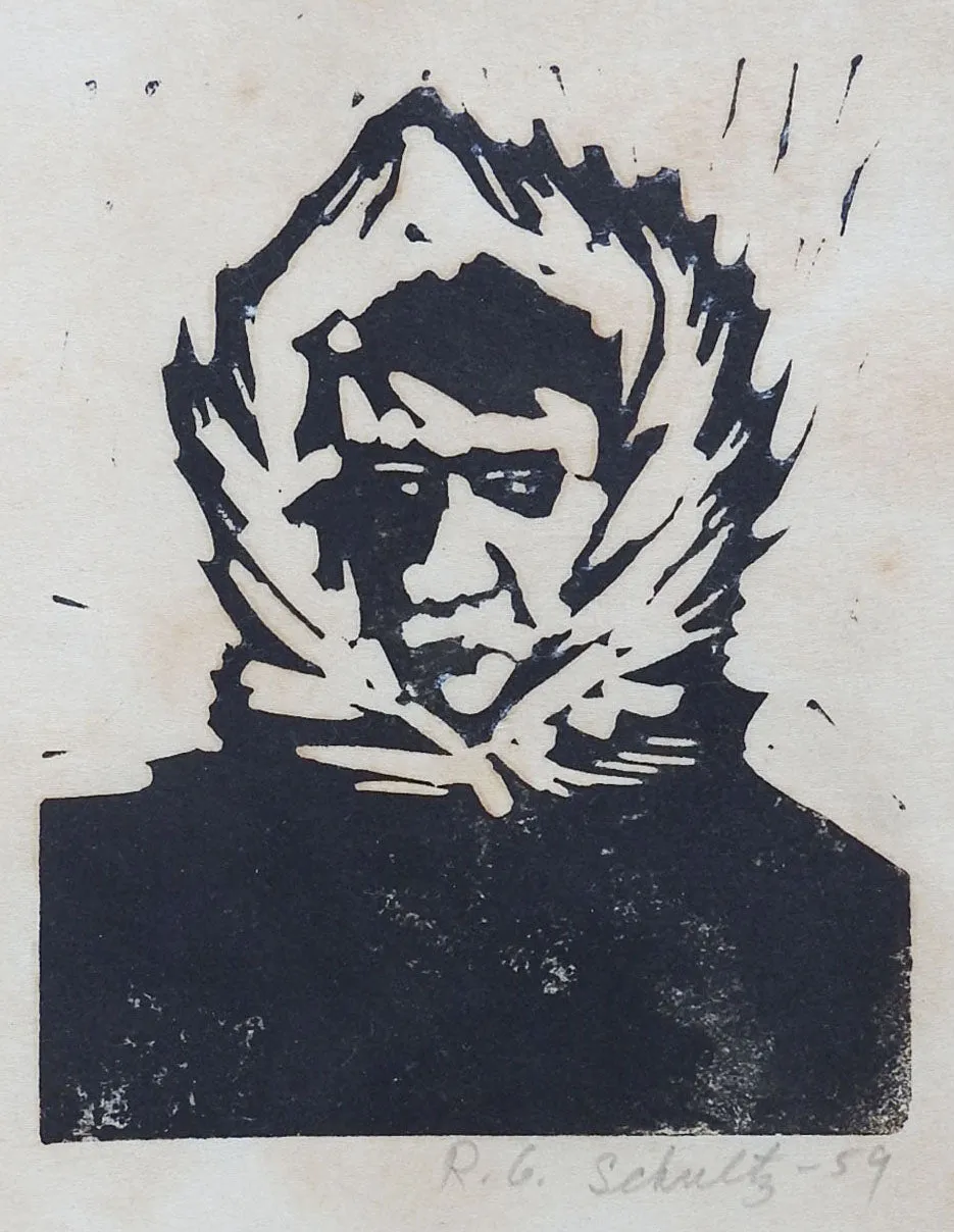 1959 Woodcut Portrait Early Arctic Explorer