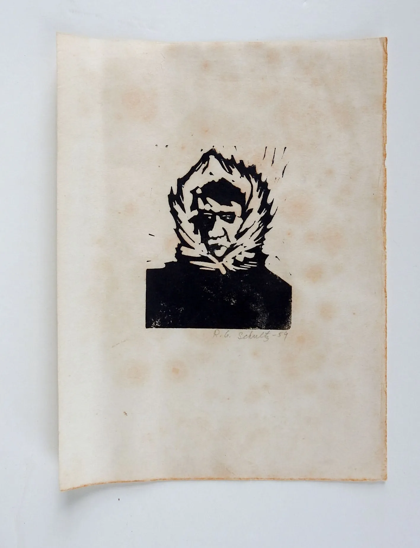 1959 Woodcut Portrait Early Arctic Explorer
