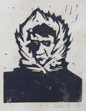 1959 Woodcut Portrait Early Arctic Explorer