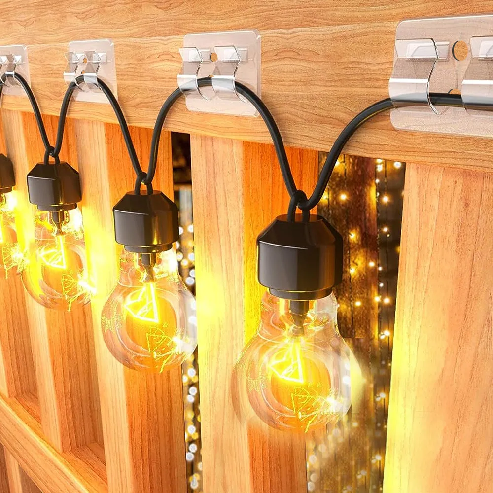20Pcs Self-Adhesive Hooks for String Lights Clips Indoor Outdoor Cable Clips Holders Cord Organizer