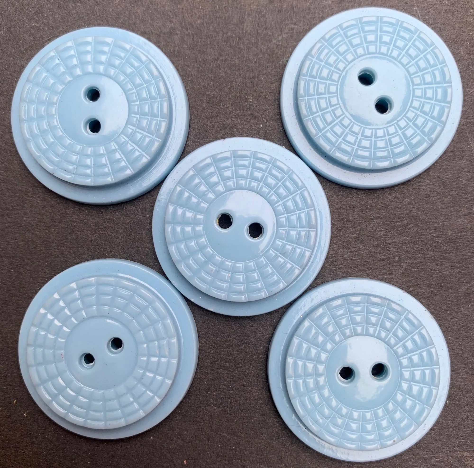 5 Vintage Powder Blue 2.5cm Buttons.