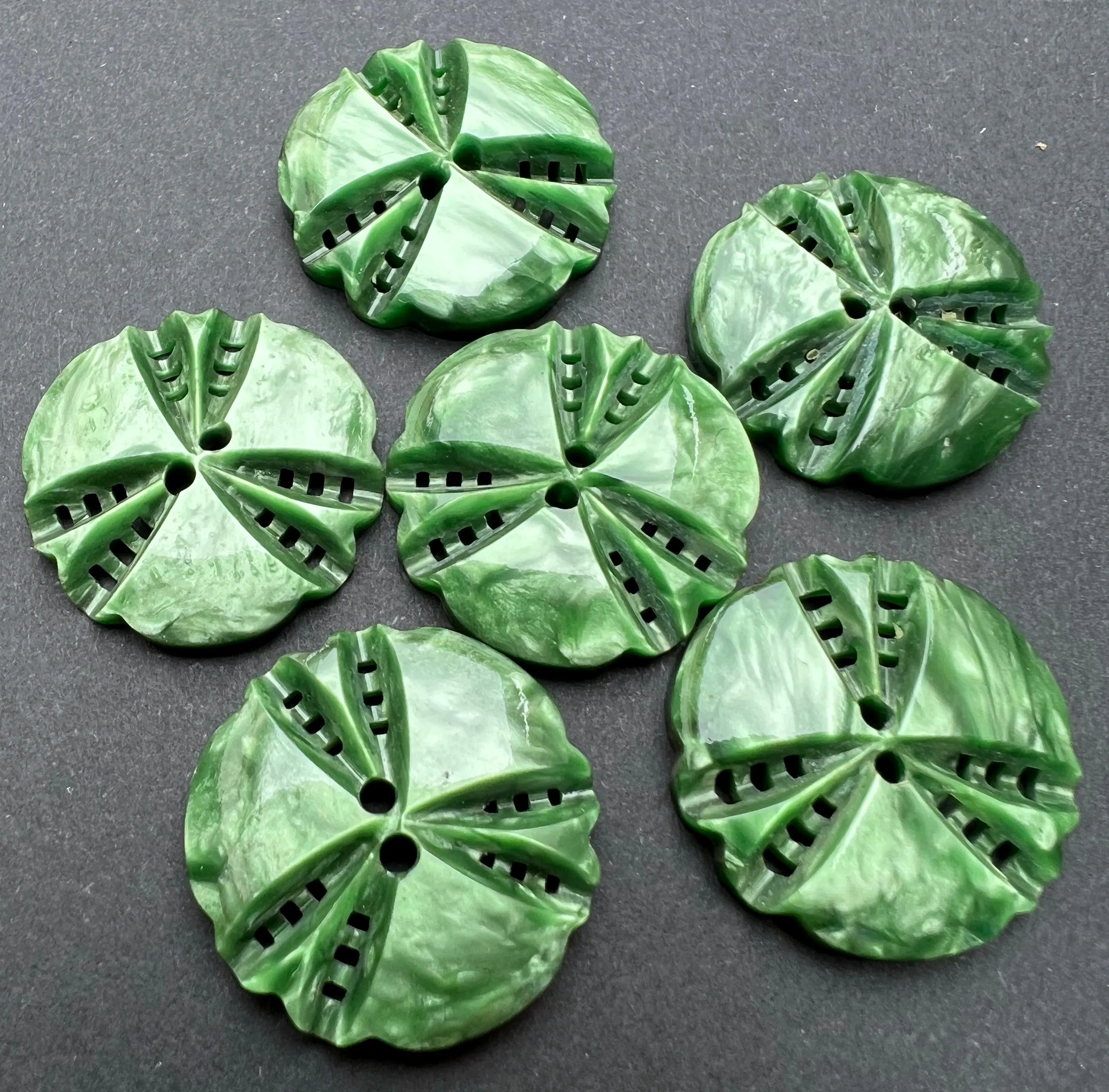 6 or 24 Vintage Silvery Green 2.2cm Buttons