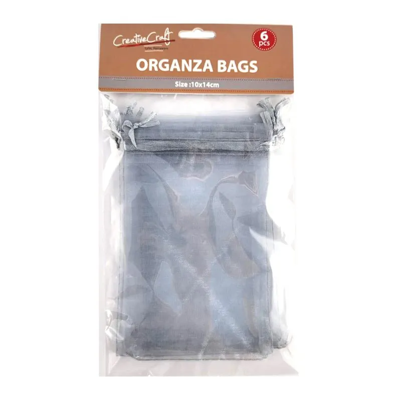 6pk Organza Bags - Silver