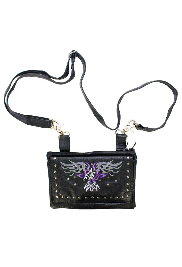 All Naked Cowhide Leather Purple Eagle Belt Bag