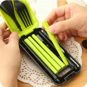 Amazing Folding Travel Fork, Spoon & Chopsticks Set - Portable  Lunch Box Accessories
