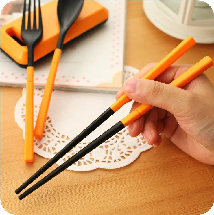 Amazing Folding Travel Fork, Spoon & Chopsticks Set - Portable  Lunch Box Accessories