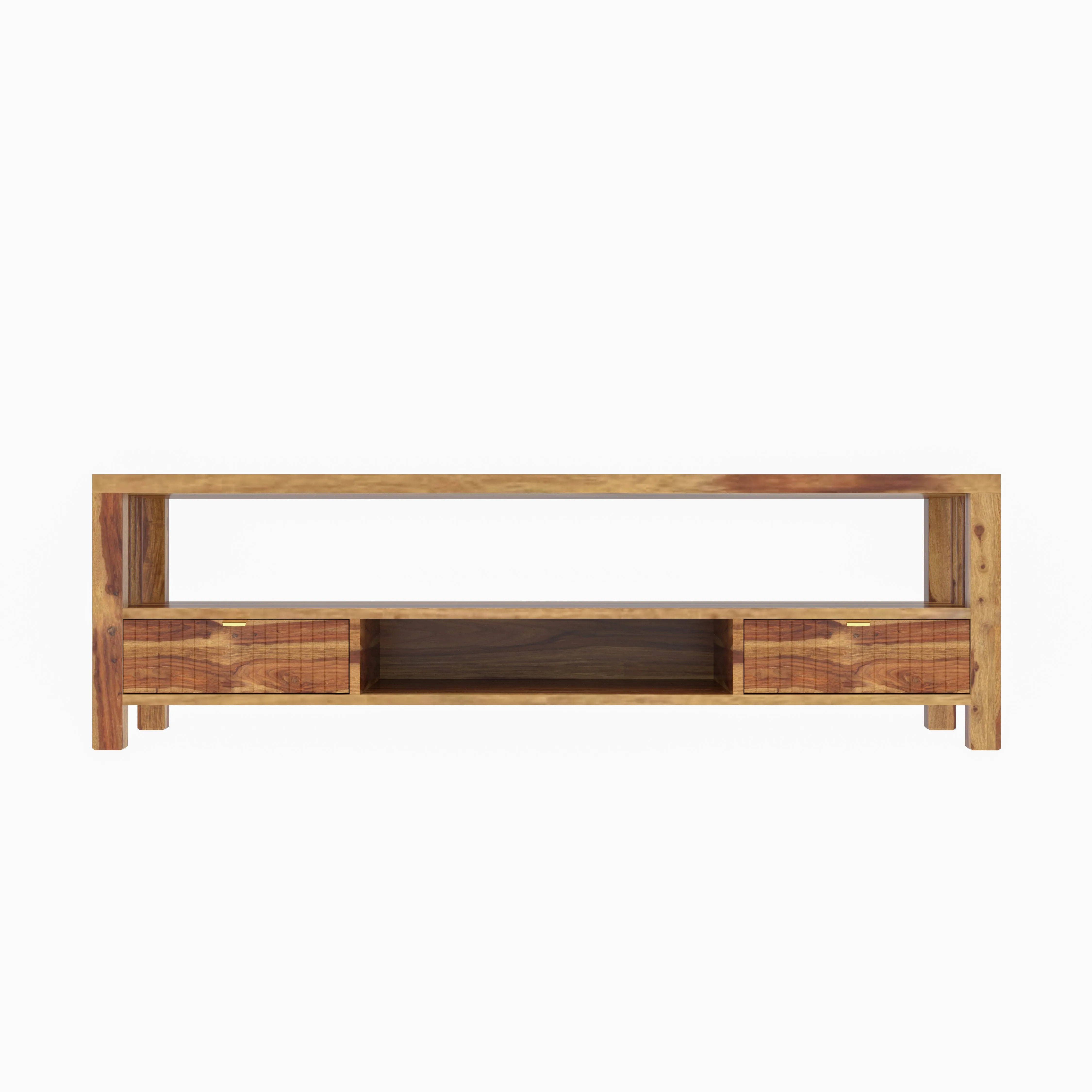 Antique Aesthetic Light Finished Wooden Handmade TV Stand