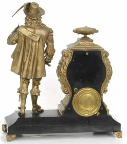 Antique Clock, Mantel, Kroeber, Gilt Metal, Arizona Figural, 1800s, Gorgeous!