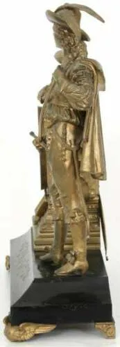 Antique Clock, Mantel, Kroeber, Gilt Metal, Arizona Figural, 1800s, Gorgeous!