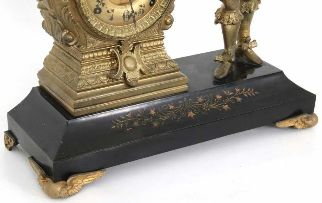 Antique Clock, Mantel, Kroeber, Gilt Metal, Arizona Figural, 1800s, Gorgeous!