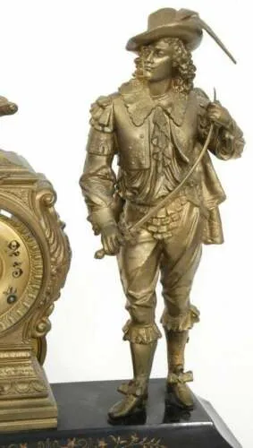Antique Clock, Mantel, Kroeber, Gilt Metal, Arizona Figural, 1800s, Gorgeous!