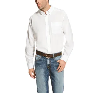 Ariat Men’s Wrinkle Free Solid Classic Fit Long Sleeve Shirt, White