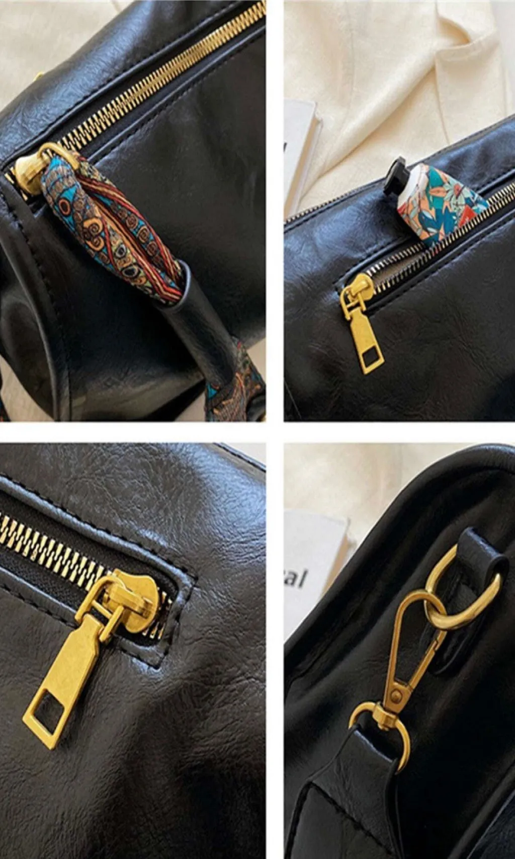 Aspen Black Vegan Leather Boho Strap Sling Crossbody Pack Handbag