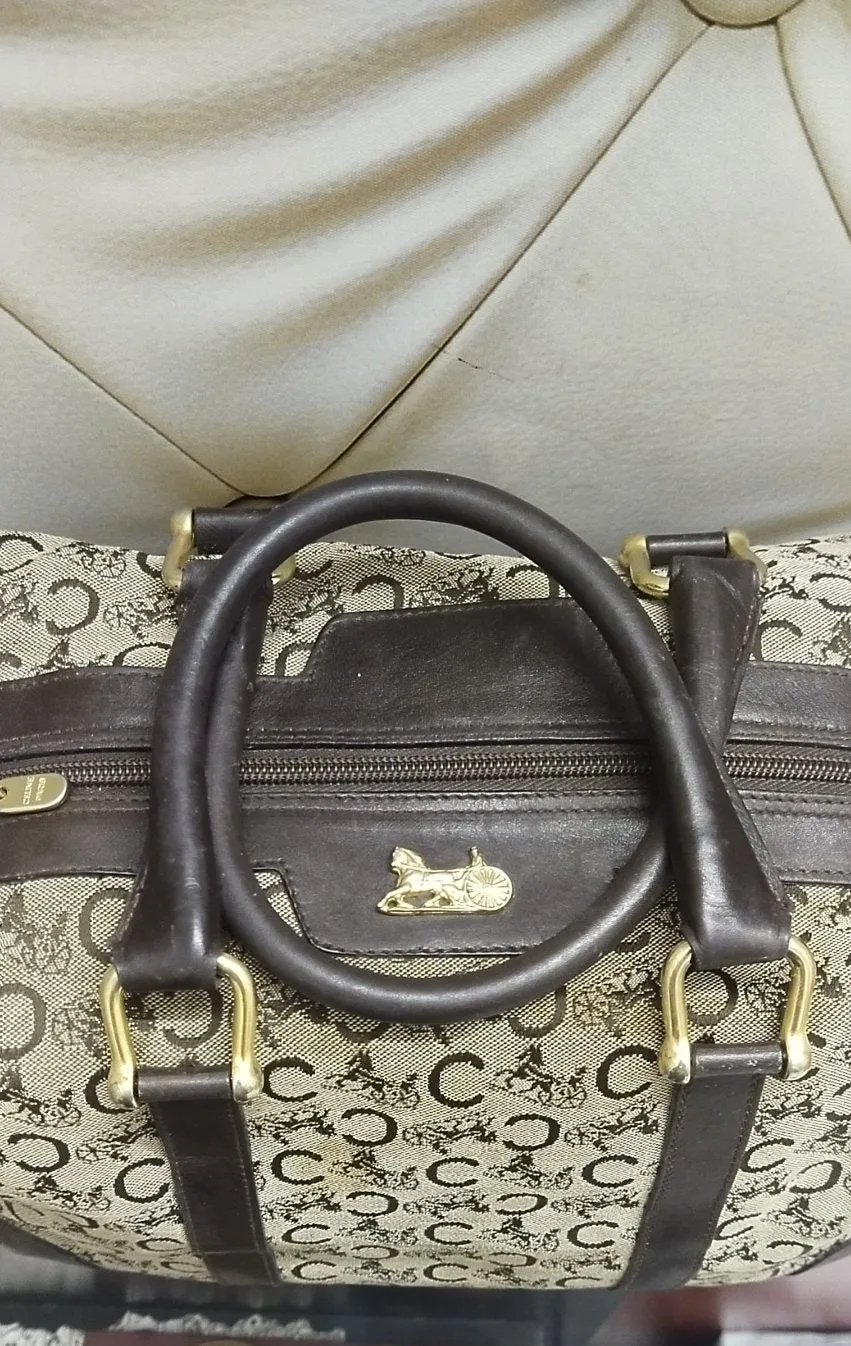 Authentic 70s Celine Made in France Monogram Canvas Duffle Bag
