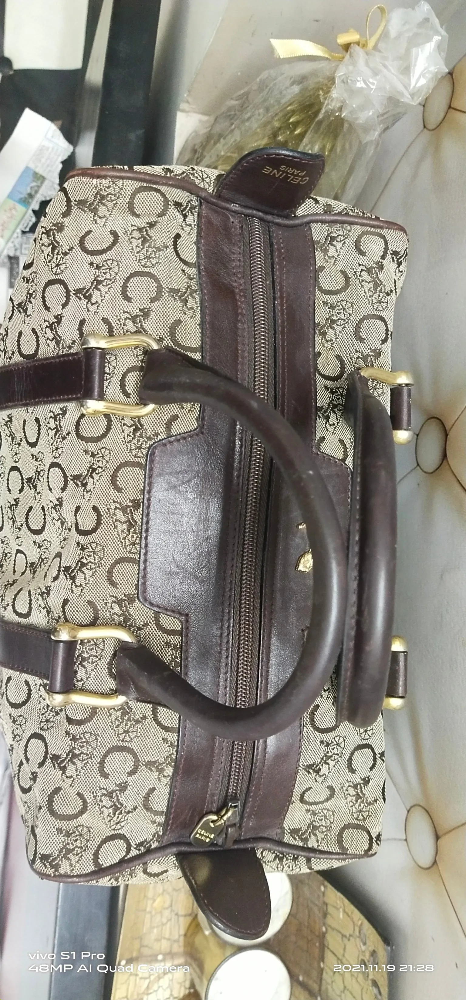 Authentic 70s Celine Made in France Monogram Canvas Duffle Bag