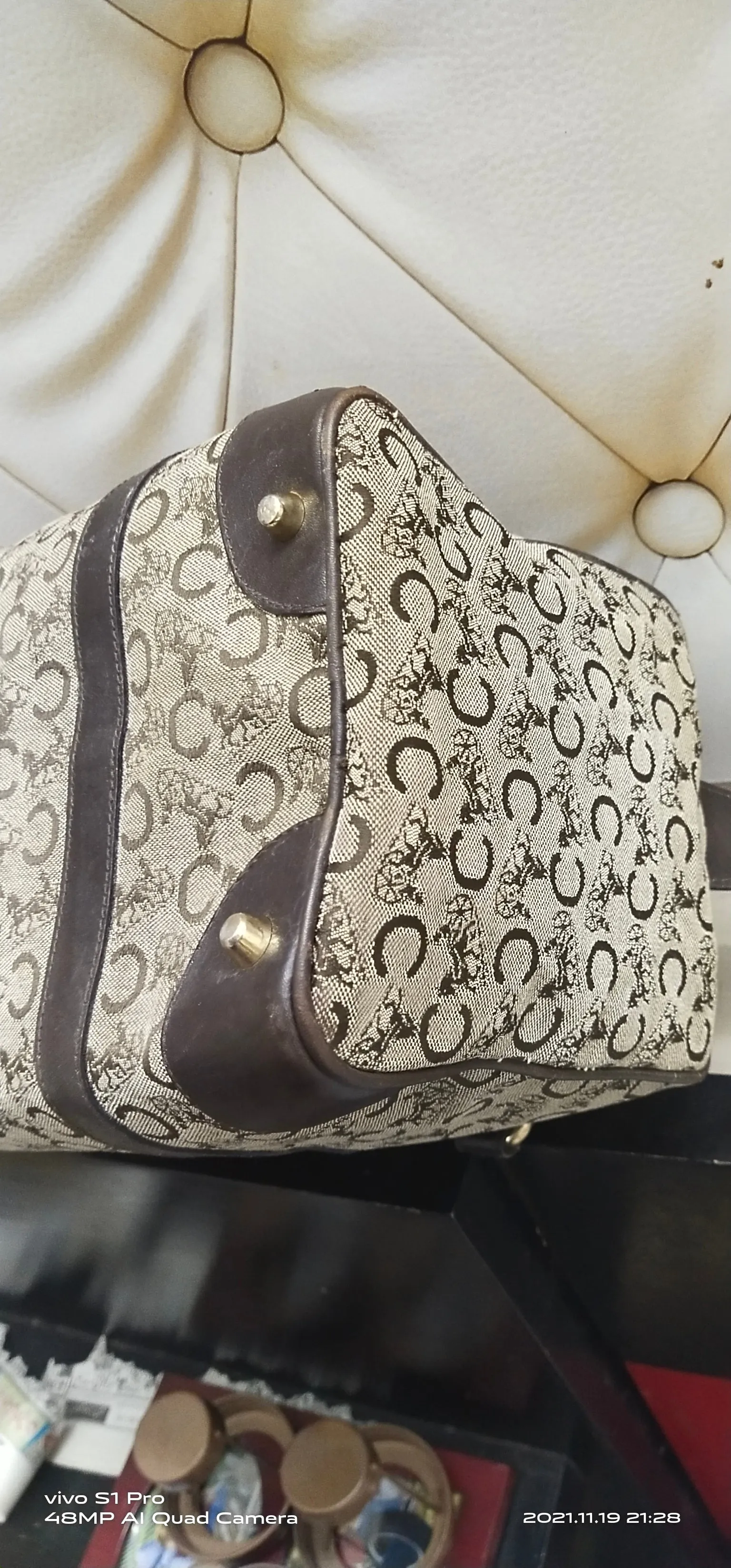 Authentic 70s Celine Made in France Monogram Canvas Duffle Bag
