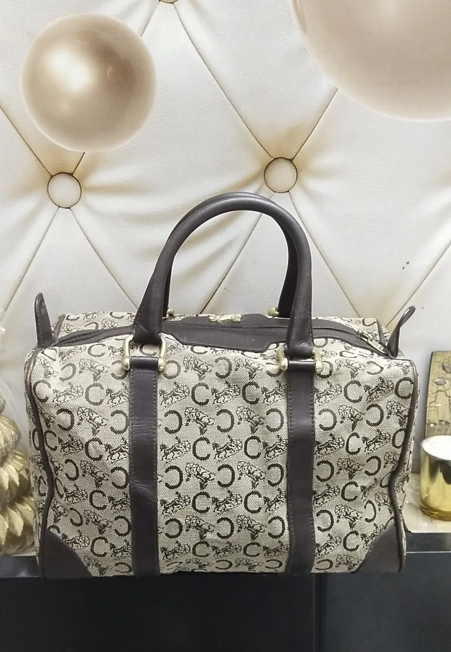 Authentic 70s Celine Made in France Monogram Canvas Duffle Bag