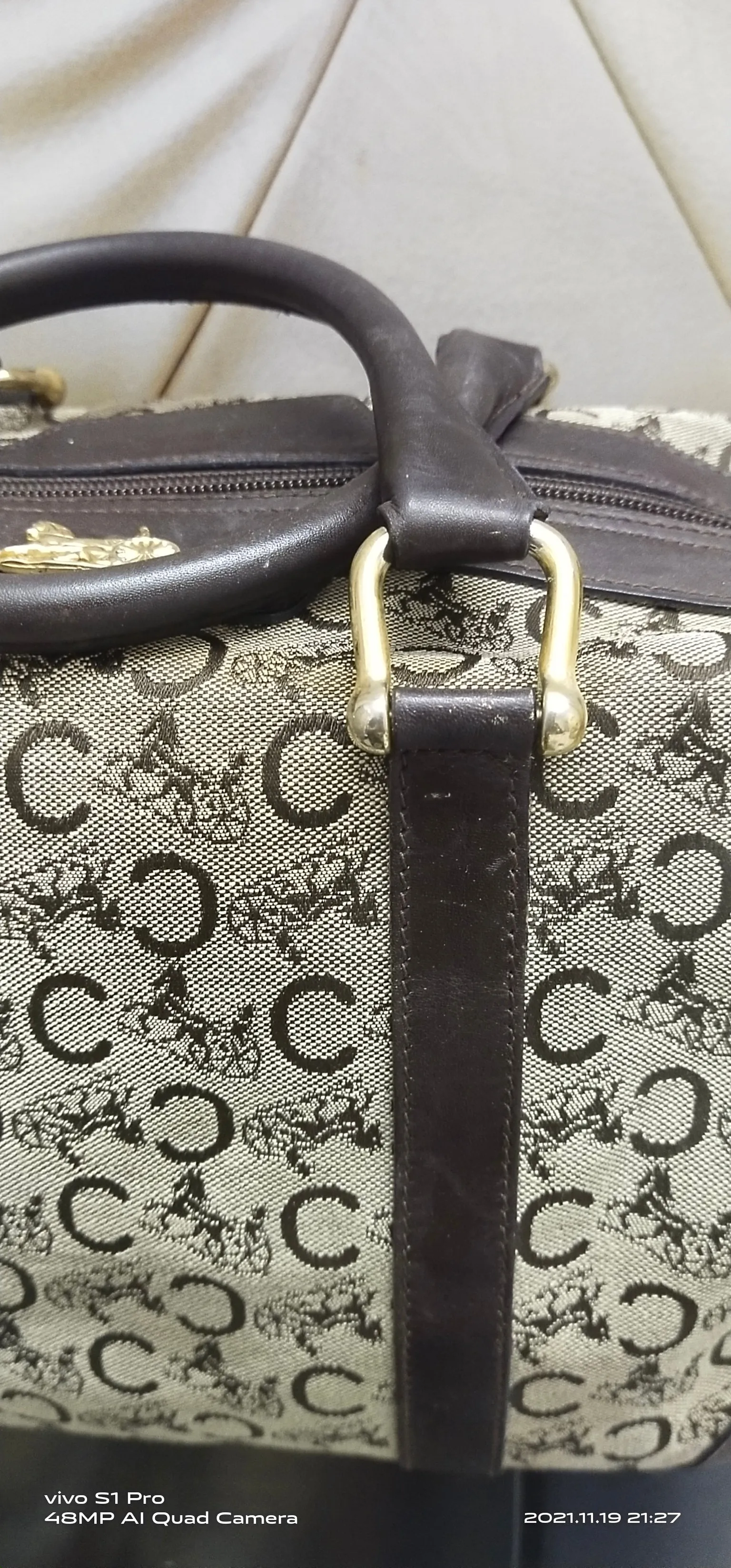Authentic 70s Celine Made in France Monogram Canvas Duffle Bag