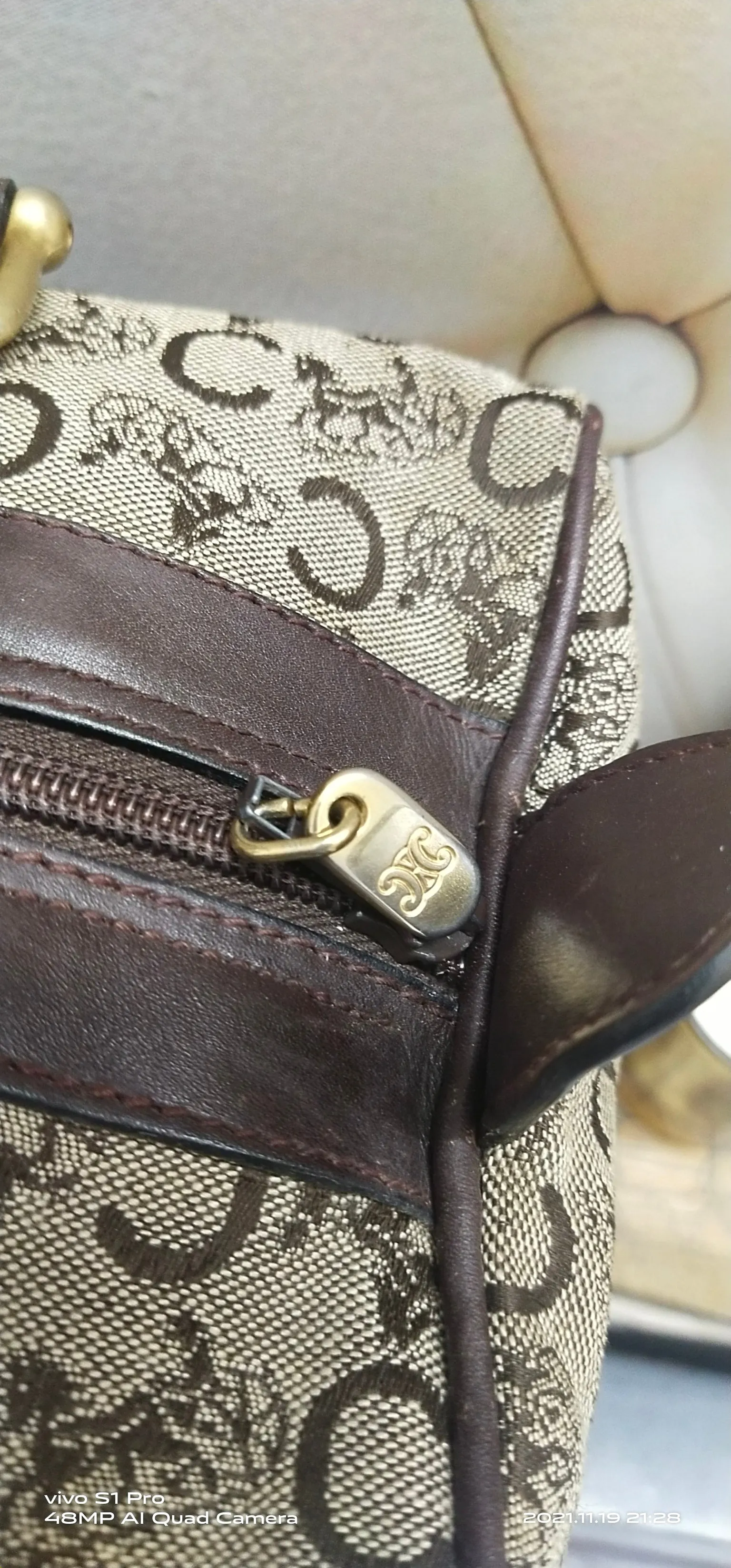 Authentic 70s Celine Made in France Monogram Canvas Duffle Bag