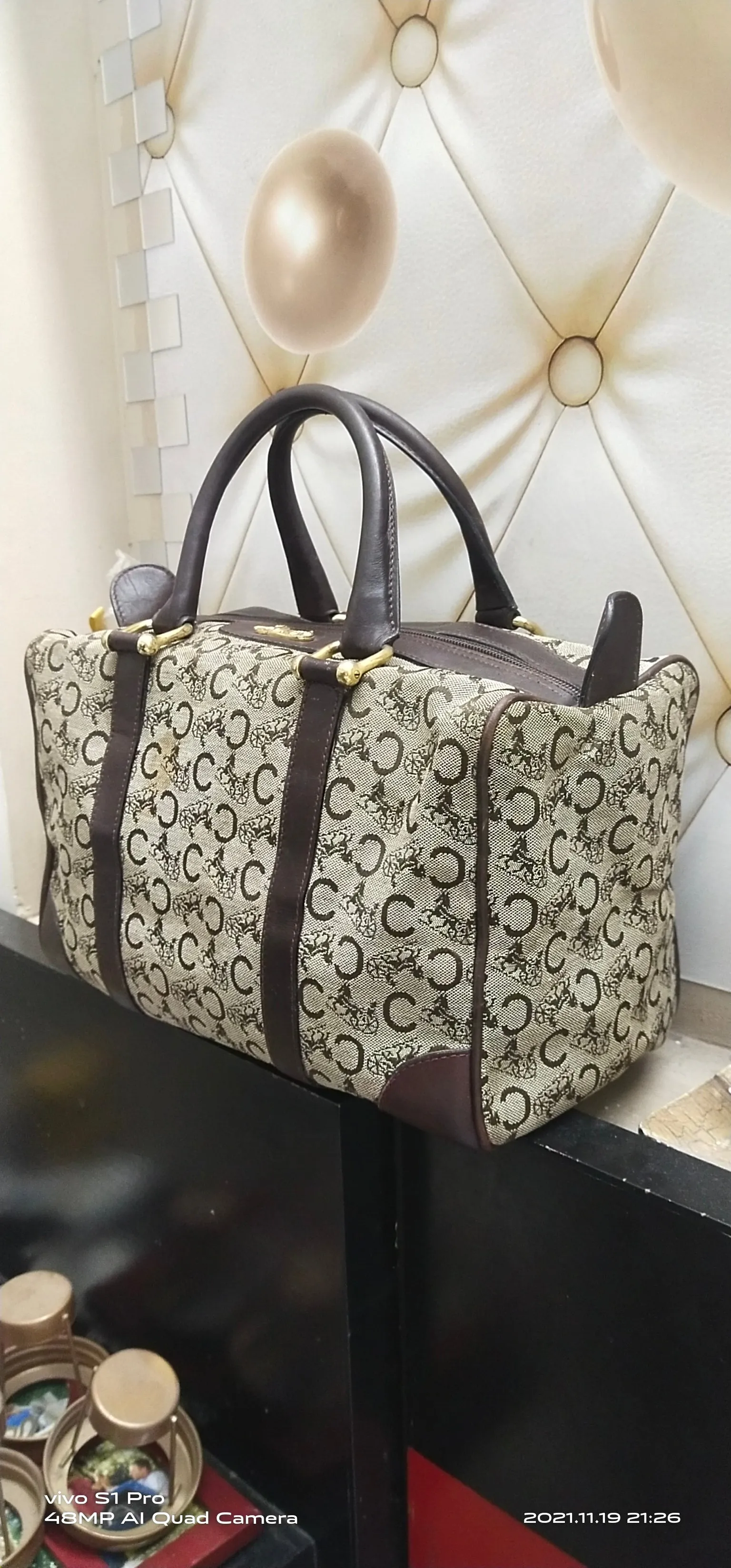 Authentic 70s Celine Made in France Monogram Canvas Duffle Bag