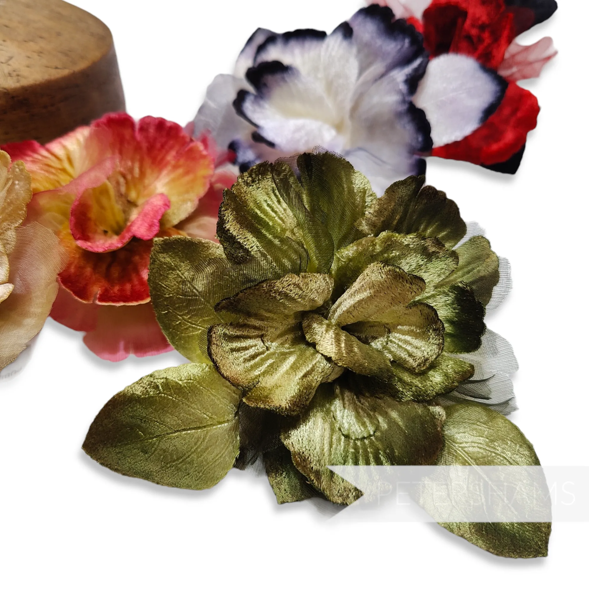 'Azaria' Vintage Czech Silk Velvet and Organza 10cm Gradient Dyed Flower Mount