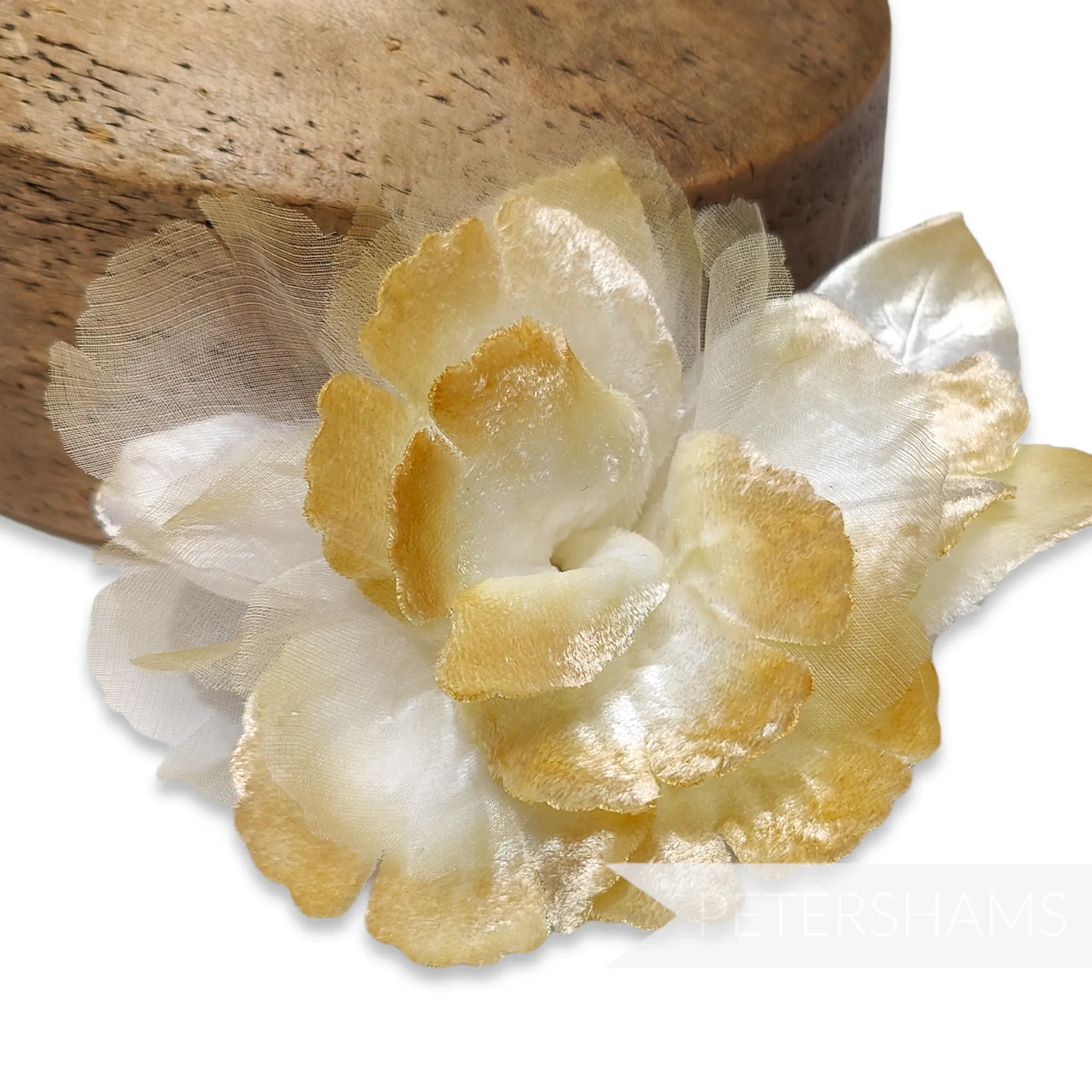 'Azaria' Vintage Czech Silk Velvet and Organza 10cm Gradient Dyed Flower Mount