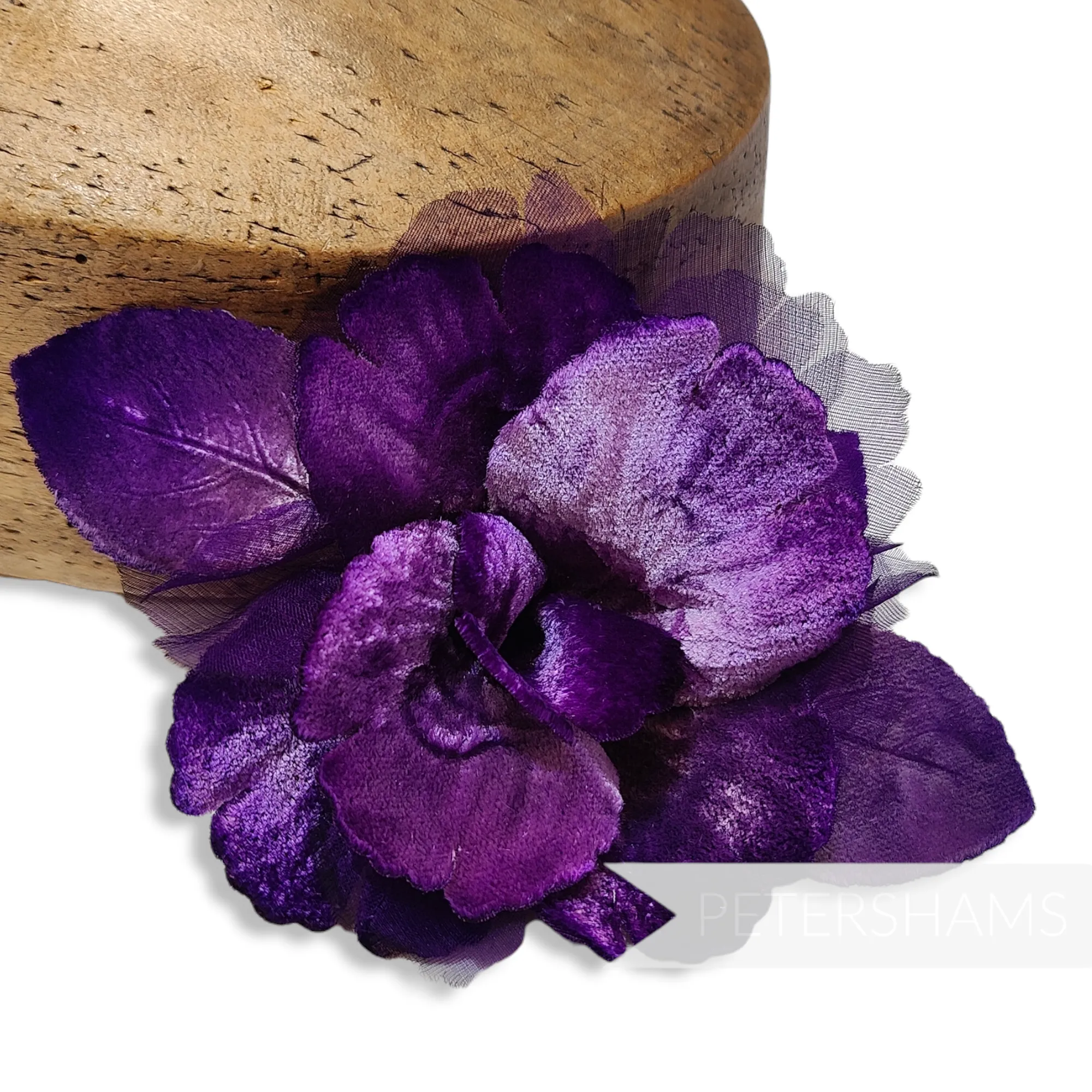 'Azaria' Vintage Czech Silk Velvet and Organza 10cm Gradient Dyed Flower Mount