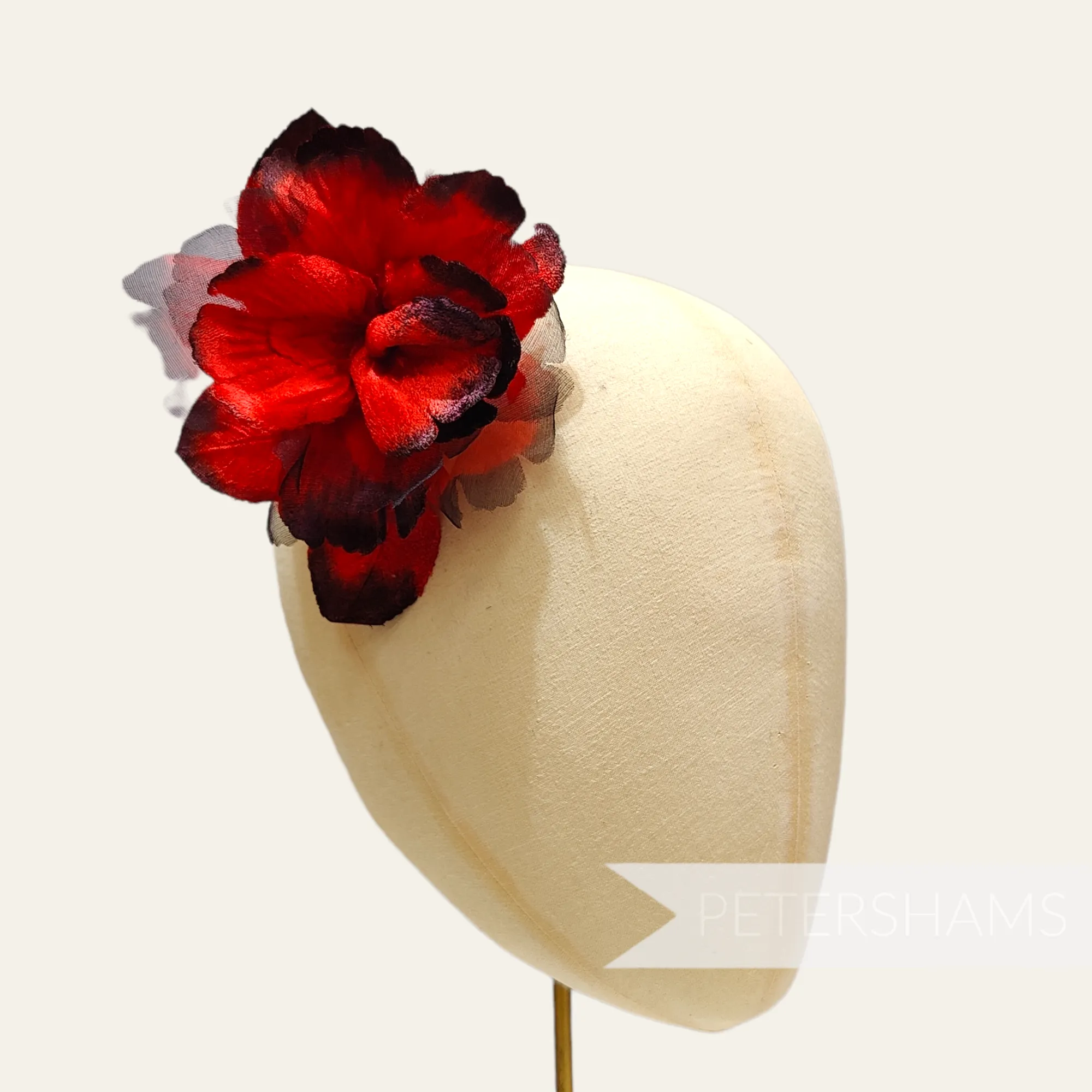 'Azaria' Vintage Czech Silk Velvet and Organza 10cm Gradient Dyed Flower Mount