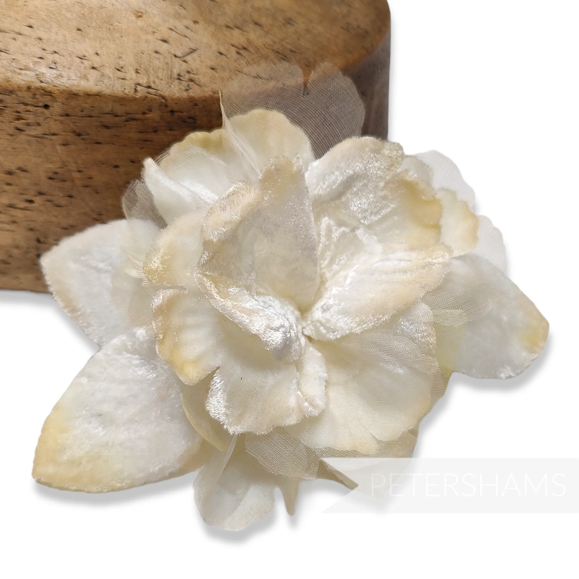 'Azaria' Vintage Czech Silk Velvet and Organza 10cm Gradient Dyed Flower Mount