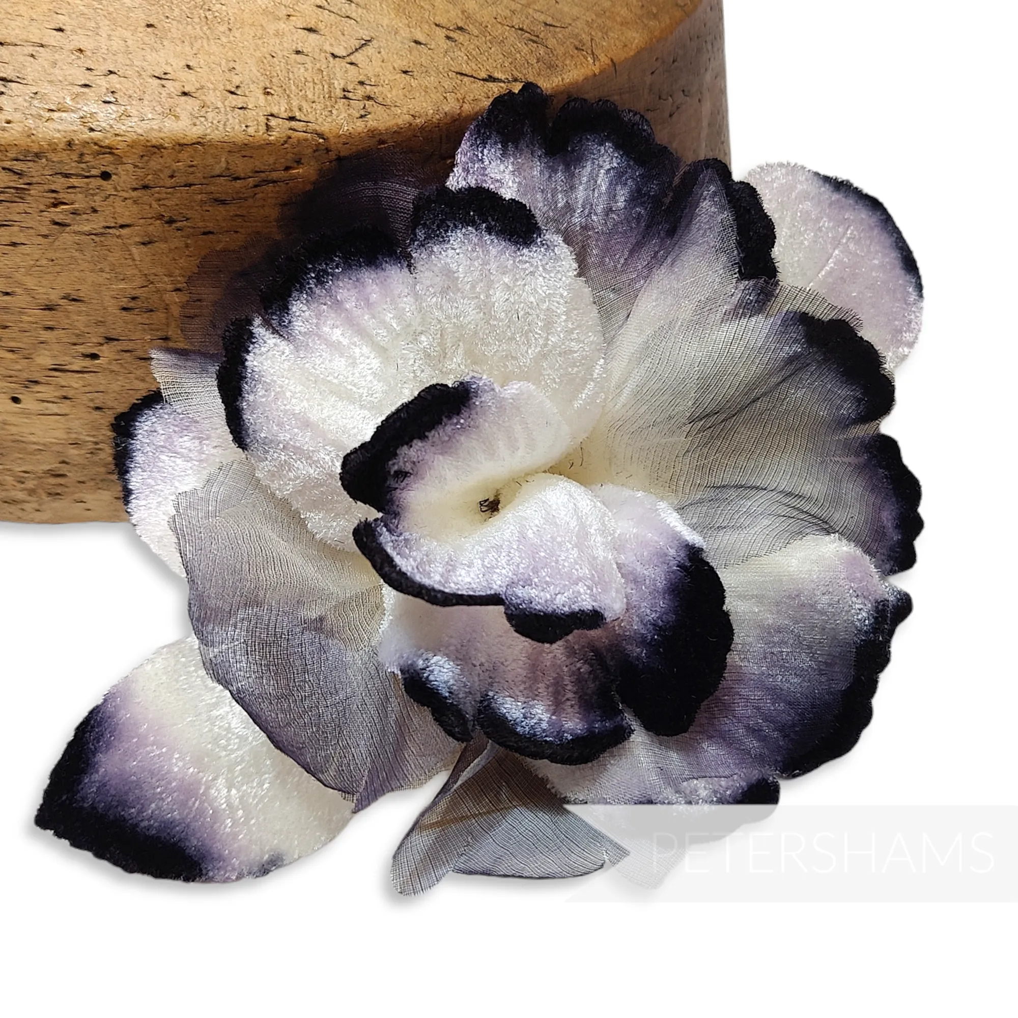 'Azaria' Vintage Czech Silk Velvet and Organza 10cm Gradient Dyed Flower Mount