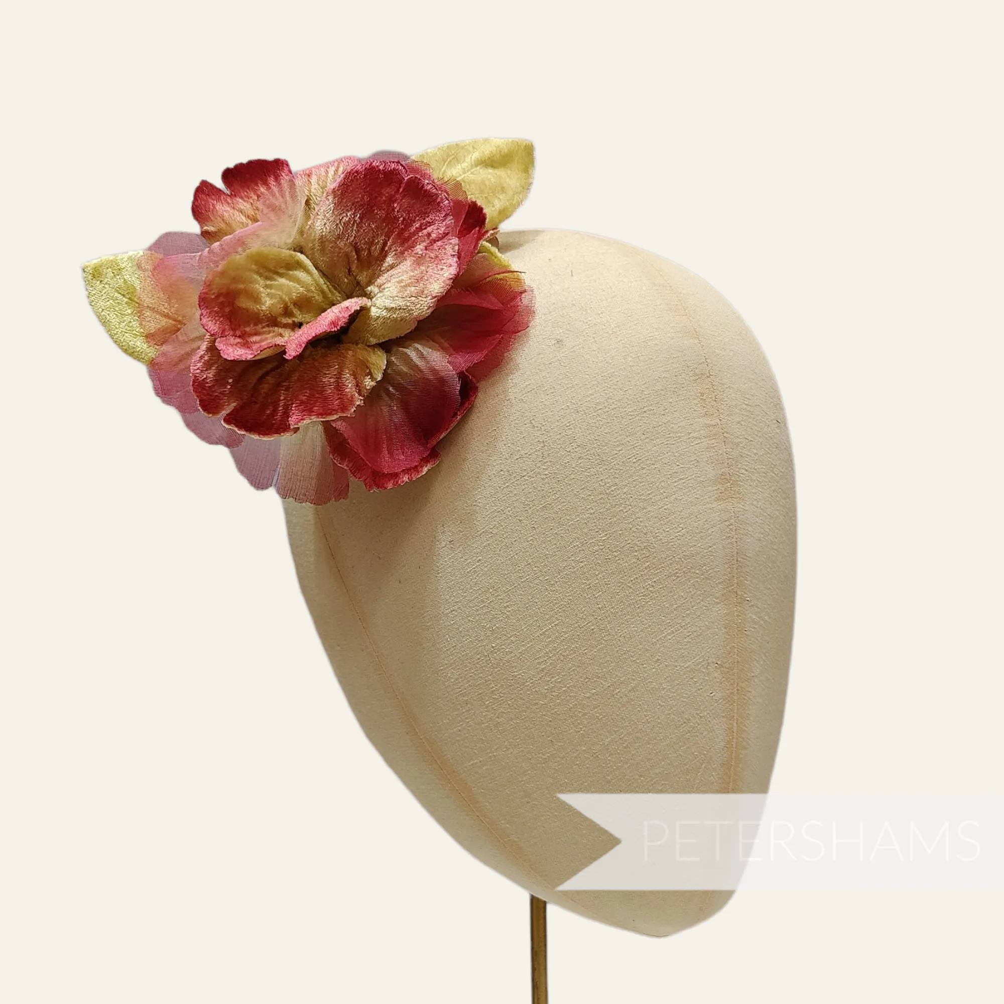 'Azaria' Vintage Czech Silk Velvet and Organza 10cm Gradient Dyed Flower Mount