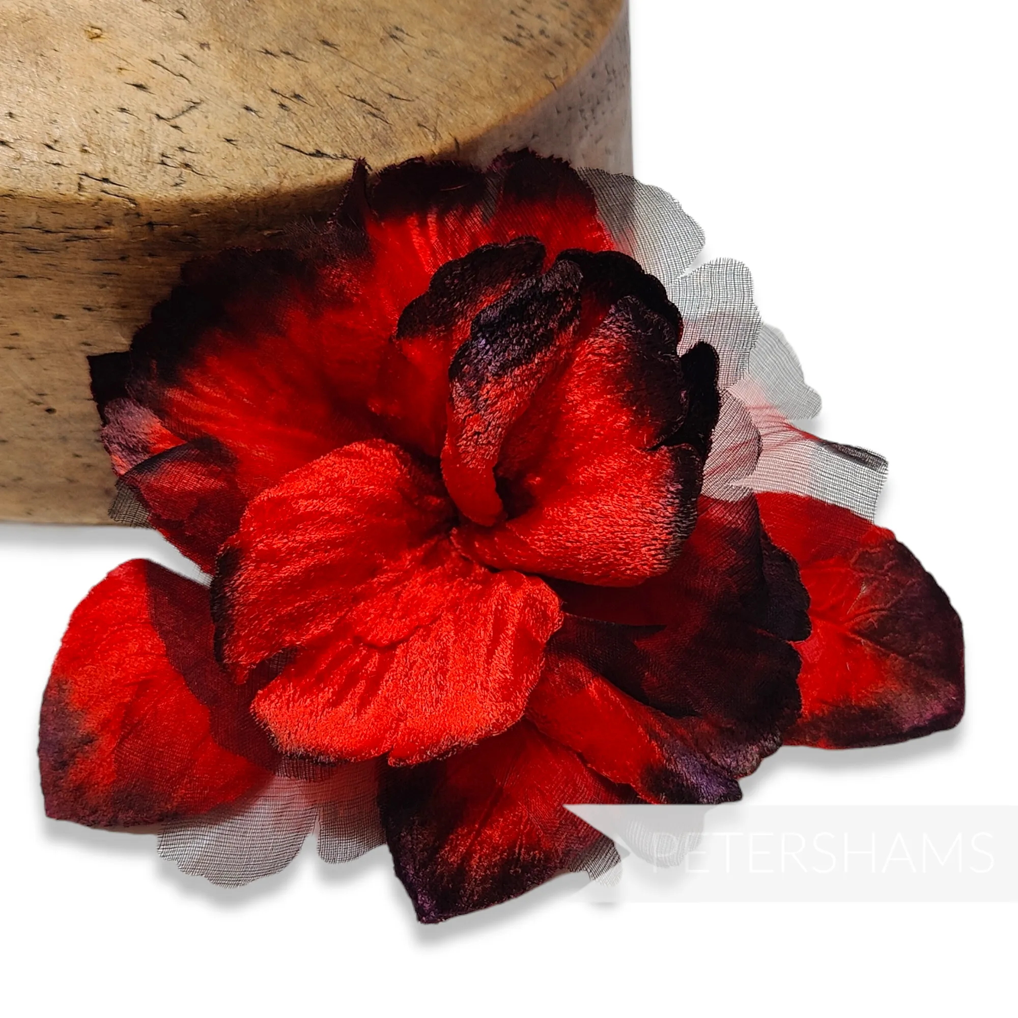 'Azaria' Vintage Czech Silk Velvet and Organza 10cm Gradient Dyed Flower Mount